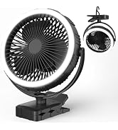 AddAcc 8 inch Clip on Fan, 10000mAh Rechargeable Battery Operated Fan with Strong Clamp and Hang ...