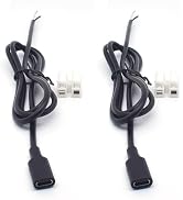ELNONE 2PCS 1M/3.3Feet USB C Female Pigtail 2 Wire 12V,22AWG Type C USB Female Plug to 2 Pin Bare...