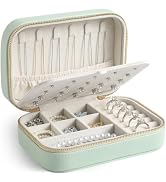 NGVRC Genuine Leather Travel Jewelry Organizer Case for Women, Small Mini Portable Jewelry Box fo...