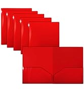 Extra Heavyweight Red Plastic 2 Pocket Portfolio Folders, 12 Pack, Premium Letter Size Folders, H...