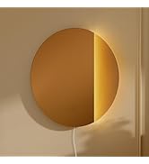 ONEWISH LED Wall Sconce, Dimmable Mirror Wall Lamp,16.93 inch Round Wall Lights for Bedroom with ...