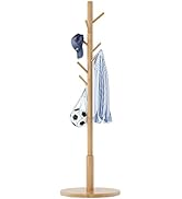 Aibiju Wooden Coat Rack Freestanding, Coat Hanger Stand, Kids Coat Tree with Heavy Duty Round Bas...