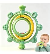 VTECHOLOGY 3D Rotatable Rattle Baby Teething Toys for 0-6 6-12 Months | Silicone Baby Teether Sen...
