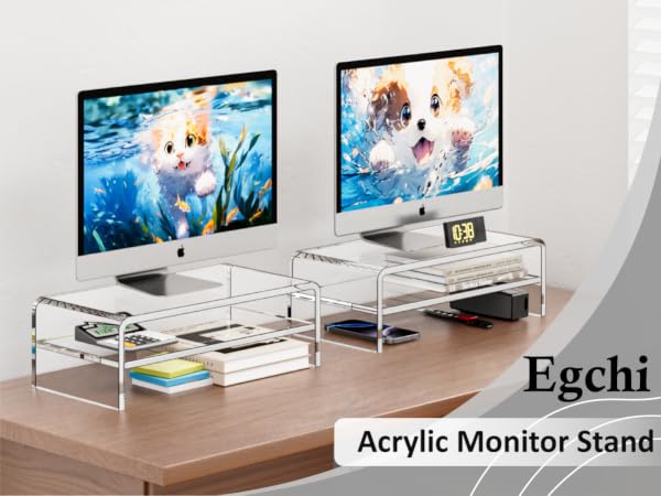 Egchi Clear Acrylic Monitor Stand Riser 2 Tier