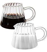 Loscarol 2 Pcs Small Glass Pitcher - Elegant Wave Shaped Creamer Pitcher for Coffee, Milk, Tea, 6...