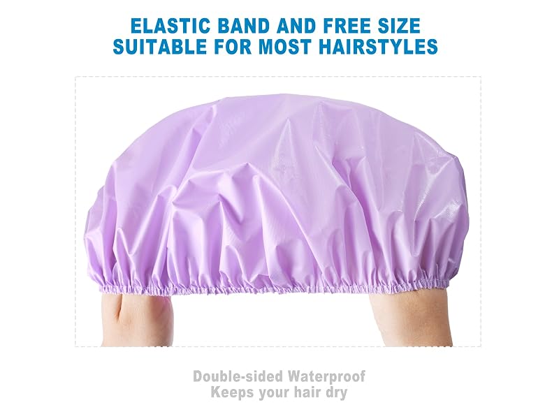 Shower Caps for Women 6 PCS Reusable Bath Caps - Star