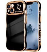 LCHULLE for iPhone 13 Case for Women Girls, Cute Wave Frame Curly Shape with Love Heart Pattern R...