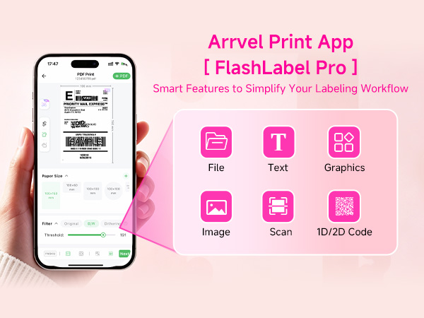 supporting various label sizes for custom shipping labels, barcodes, mailing labels, and price tags
