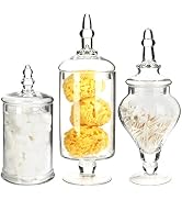 Mantello Glass Apothecary Jars with Lids- Set of 3 Candy Jars for Candy Buffet - Apothecary Jars ...