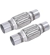 FGJQEFG 2PCS Exhaust Flex Pipe Stainless Double Braid 2.25"Inch x 6"Inch w/Ends 10"Inch Long Heav...