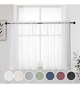 OWENIE Short White Sheer Curtains 36 Inches 2 Panels Set - Kitchen Tiers Valances Curtains Light ...
