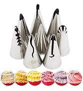 RoseFlower 7 PCS Skirt Piping Tips Set - Stainless Steel Piping Nozzles Kit for Pastry Cupcakes C...