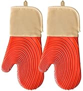 Tayfeim Red Oven Mitts - Oven Mitts Silicone Oven Mitts Heat Resistant 500F Oven Mitt Set Non-Sli...