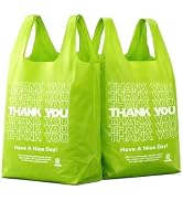 Green Thank you bags, 200PCS T shirt bags, To Go Bags,Grocery bags, Reusable and Disposable,Perfe...