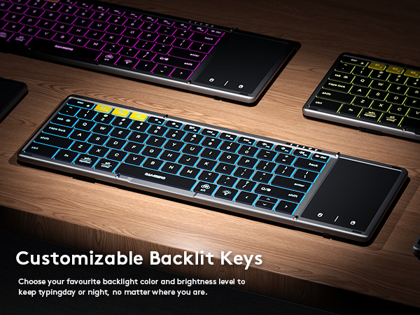 folding keyboard with blacklit