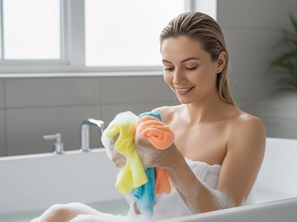 colorful washcloths for different family members or rotation Creating a spa-like experience at home