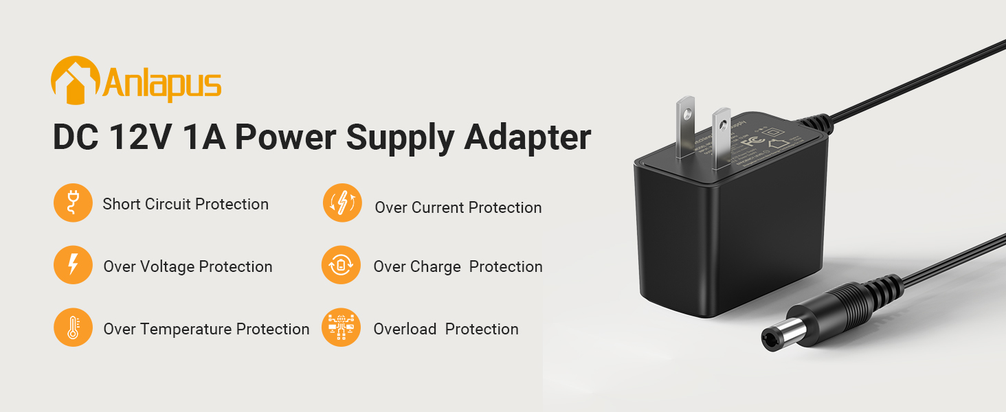 DC 12V 1A Power Supply Adapter