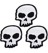U-Sky Sew or Iron on Patches, 3pcs Skull Head Iron Patches for Clothing, White Embroidery Appliqu...