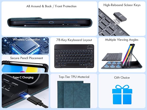 ipad a 16 case with keyboard