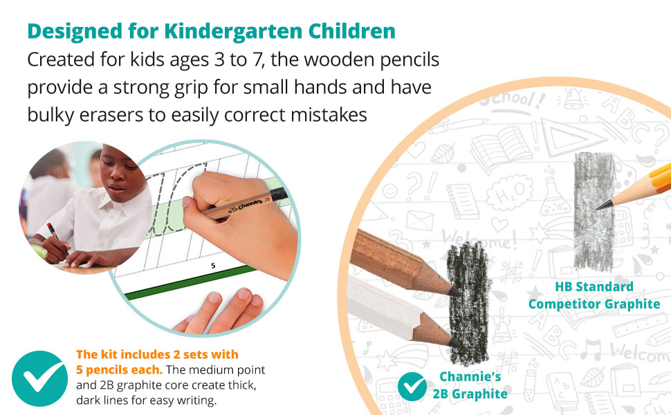 created for kids age 3 to 7, great for small hands. and bulky erasers to correct mistakes