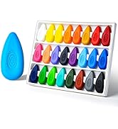 Four Candies Crayons 24 Count, Non Toxic Washable Toddler Crayons, Water-Drop Shape Jumbo Crayons...