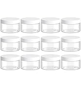 TUZAZO 12 Pack 4 Oz Plastic Jars with White Lids, 4oz Small Plastic Containers with Lids for Cosm...