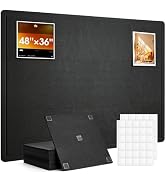 Woovio Bulletin Board, 48 x 36 inches Cork Board Alternative, 12 Pack 12"X12"X0.4" Felt Pin Board...