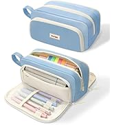 SUNEE Large Pencil Case, Big Capacity Pen Pouch with 3 Compartments, Kawaii Cute Pencil Bag with ...