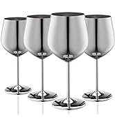 WOTOR Stainless Steel Wine Glasses Set of 4, 18oz Unbreakable Metal Wine Glass, Fancy, Unique Win...