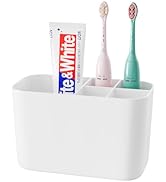 5 Slots Toothbrush Holders for Bathrooms, Wall Mounted Drill-Free Self-draining Wall Shower Holde...