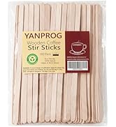 YANPROG Wooden Coffee Stirrers 5.5" Coffee Stir Sticks 100 Pcs, Natural Birch Round End Thick Bir...