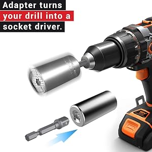 universal socket grip set includes power drill adapter