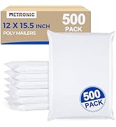 Metronic Poly Mailers 12x15.5 500pcs White Shipping Bags for Clothes Bulk,Self Adhesive Shipping ...
