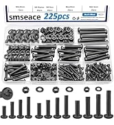 smseace 225Pcs Nuts and Bolts Assortment Kit 12-Sizes M4/M5/M6 Nut Bolt Washer Assortment Kit for...