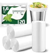 120 Counts 1.6 Gallon Small Trash Bags, Mini Garbage Bags, Fit 1.2-2 Gal, 4.5-8 Liter, Bathroom W...