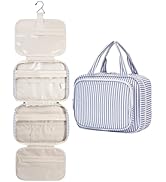 Narwey Striped Hanging Toiletry Bag for Women Travel Makeup Bag Organizer Toiletries Bag for Trav...