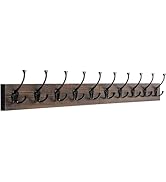 IBosins Wall Mounted Coat Rack with 10 Decorative Hooks, 34'' Long, Old Wood Color Coat Hanger, R...