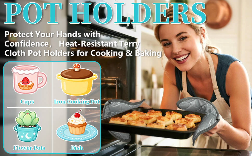 Cotton Pot Holders Cotton Made Machine Washable Heat Resistant Everyday Kitchen
