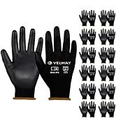 Velway 12 Pairs Safety Work Gloves, PU Coated Seamless Knit Gloves with Polyurethane on Palm Anti...