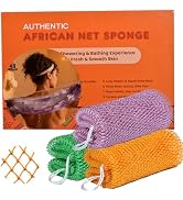 African Net Sponge Authentic, 3 Pieces African Exfoliating Net Sponge Body Back Scrubber Exfoliat...