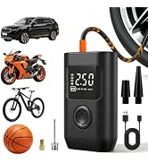 Tire Inflator Portable, 25L/min Fast Inflation & Digital Pressure Gauge | Cordless, LED Light, Di...