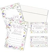 LSJEHTQ Wildflowers Baby Shower Invitations For Girl, Sets of 25 Baby In Bloom Invites With Envel...