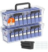 Lifewit Trading Card Storage Box fit for Toploader, Stackable Reinforced Latch Case with 8 Adjust...