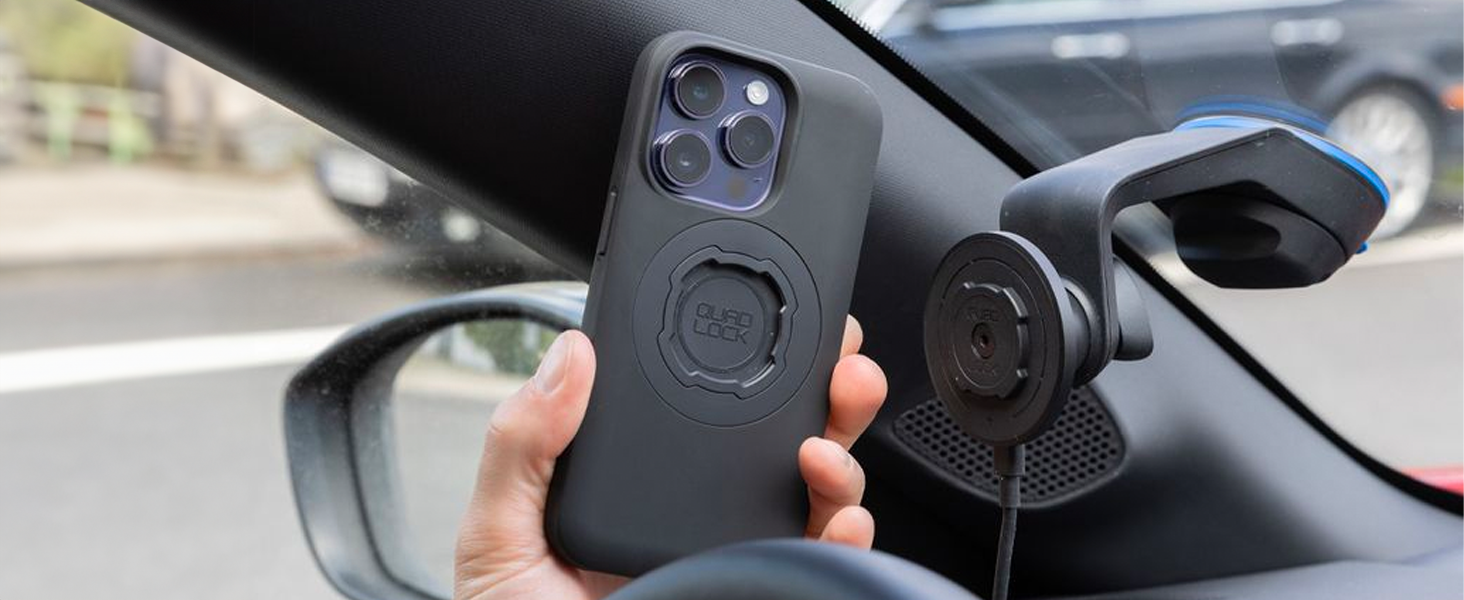 quad lock car windscreen suction mount with quad lock mag case