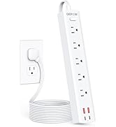 DEPOW Power Strip Surge Protector with 5 AC Outlets(1625W/13A) 4 USB Ports (2 USB C), 5 Ft Ultra ...