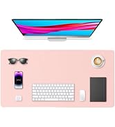 Yuwiiuuo Leather Desk Pad Protector, Office Desk Mat, Large Mouse Pad, Non-Slip PU Leather Desk B...