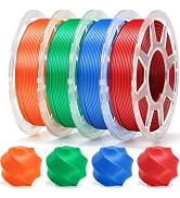 MarsWork Pre-Dried PLA Basic 4x250g Bundle with Spool for Bambu Lab 3D Printers, Multicolor 1.75m...