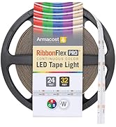 Armacost Lighting RibbonFlex Pro 24V COB LED Strip Light Tape RGB+W, 300 Lumens/Ft, 10M 177730