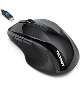 TECKNET Rechargeable Jiggler Wireless Mouse (BT5.0/3.0 & 2.4G) 4800 DPI Silent USB A & Bluetooth ...