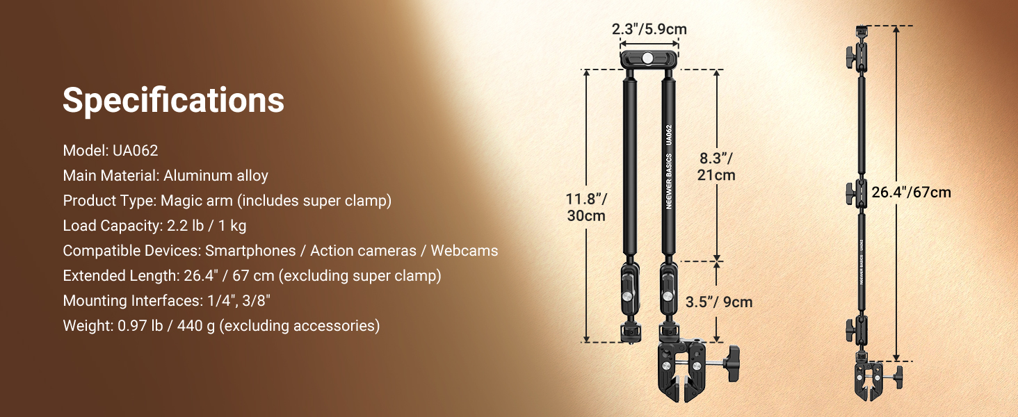 Text reads "Specifications" with technical details about a flashlight including lumen output, battery type, runtime, and waterproof rating. Diagram shows measurements and components of cylindrical flashlight device.
